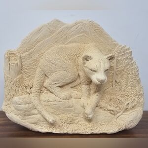 Neil J Rose Vintage Cougar Mountain 3D Wildlife Resin Statue 8x6**RARE**